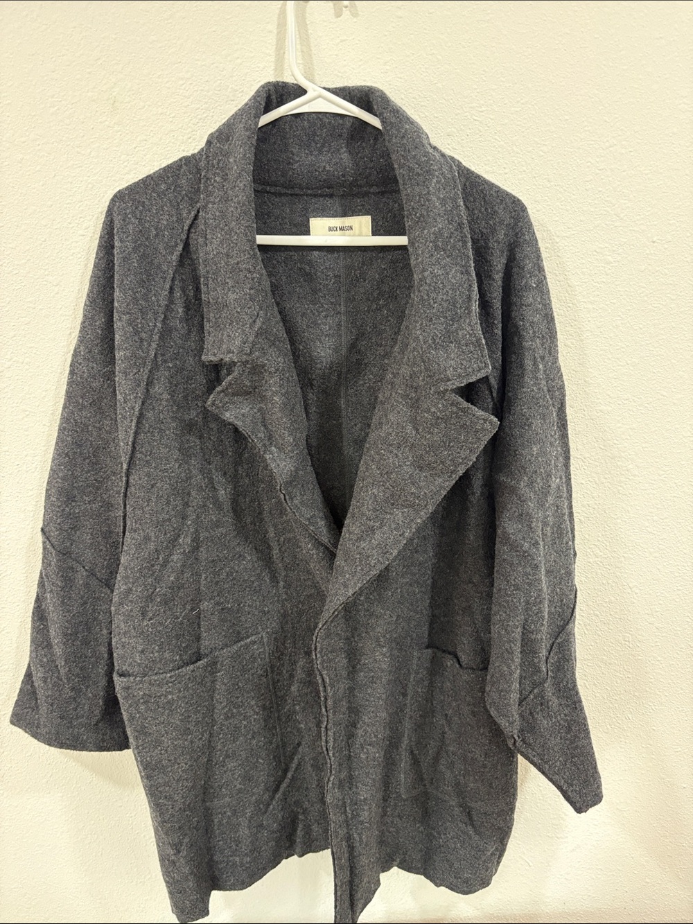 Buck Mason Women’s Small Felted Wool Blanket Coat Charcoal Gray